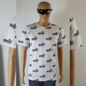 PUMA AMPLIFIED AOP TEE TSHIRT MEN'S CREW NECK SHORT SLEEVE SIZE S WHITE